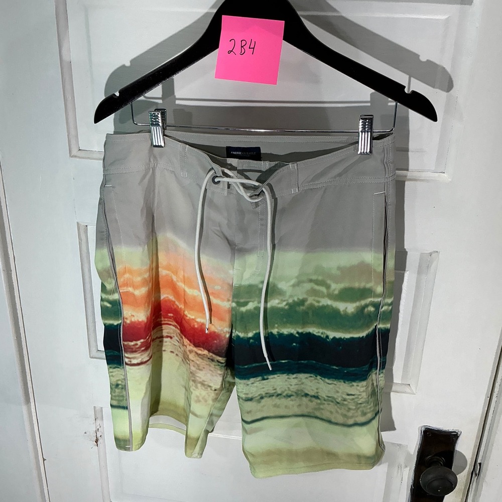 American Eagle Board Shorts Beach‎ Print Swim Trunks Drawstring S